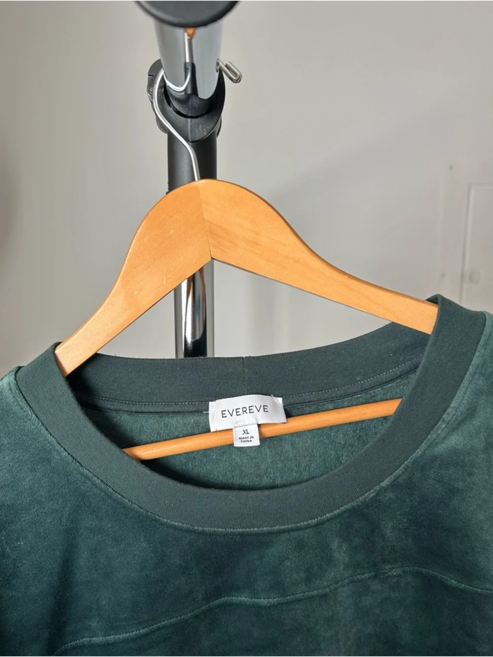 Evereve Velvet Pullover Sweater Green XL